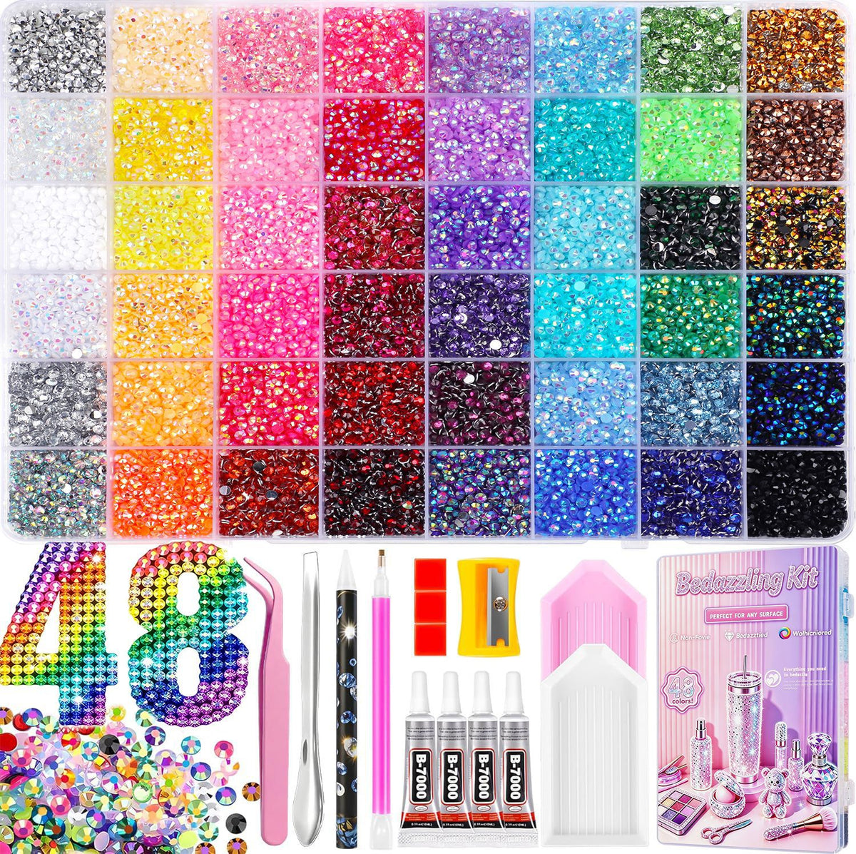✨DIY Bedazzling Rhinestone Kit-Suitable for decorating crafts, water bottles, shoes, and phone cases.