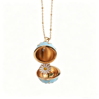 🥚💐Egg Locket Necklace with Hidden Flower