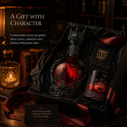 🦇 Gothic Vampire Castle Decanter & Tumbler – Dark Elegance Barware for Whisky Lovers