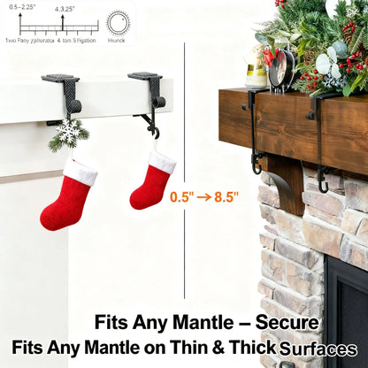 🎄🪝Adjustable Stocking & Garland Fireplace Mantel Hanger