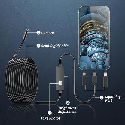 🔎 Plug-and-Play Endoscope Camera - Compatible with Android & iPhone & ipad for Direct Connection