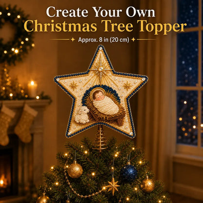 ✝️ Beginner-Friendly Christian Faith Pearl Diamond Art Christmas Tree Topper DIY Kit | Complete Set with Printed Base, Pearl & Crystal Pieces, Application Tools & Step-by-Step Guide Included 💕