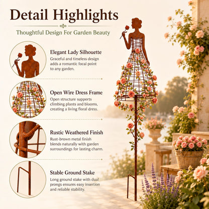 🌹💃Rust-Style Female Dress Plant Climbing Trellis -  Like a Garden Princess in Full Bloom