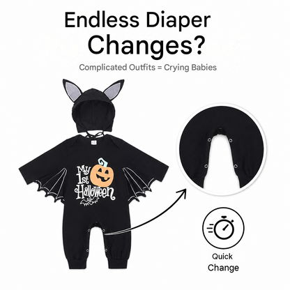 🦇 Baby Bat Halloween Costume Romper | 2 Prints Available