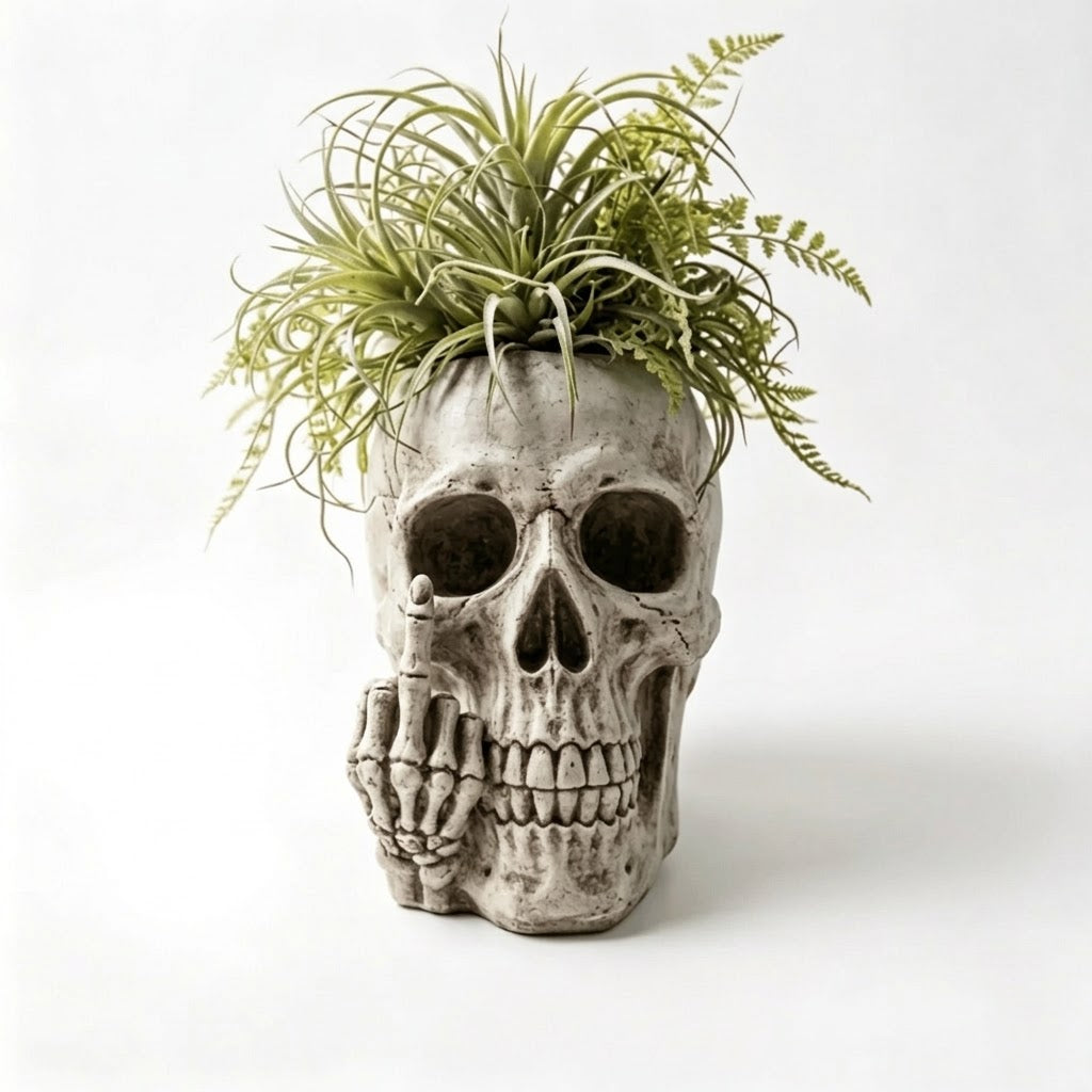 💀Middle Finger Skull Planter