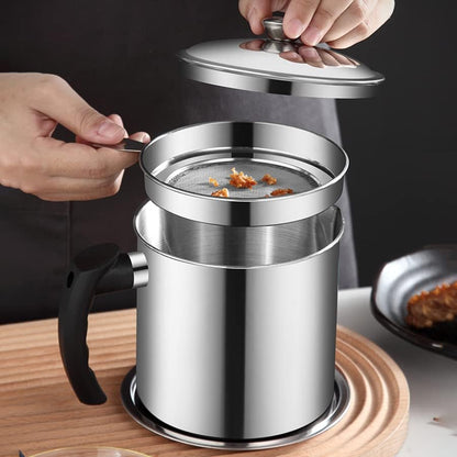 Stainless steel oil filtering pot