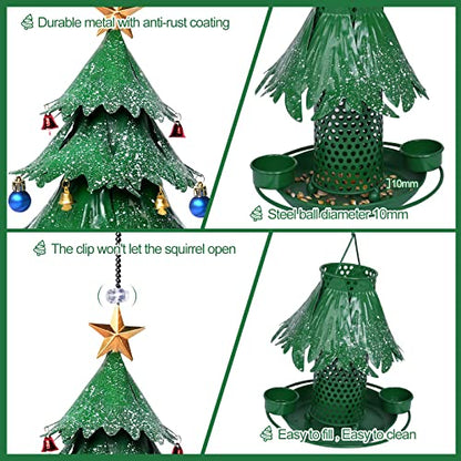 🎄 Christmas Tree Bird Feeder – Rainproof & Squirrel-Proof Hanging Feeder with DIY Ornament Holes, Perfect Holiday Gift for Bird Lovers