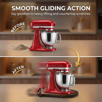 🌟Stand Mixer Sliding Tray | Wooden Mover Board with Attachment Storage Pegs