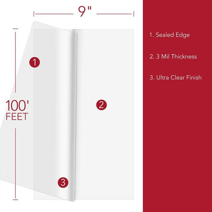 📜 9 Inch 100ft Roll Laminating Film | 3 Mil Ultra Clear Heat Laminator Roll Film