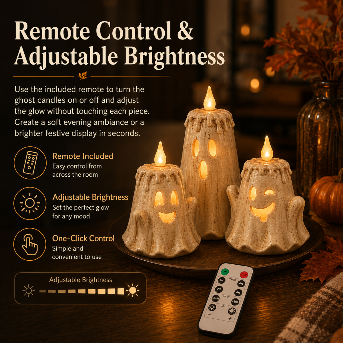 👻Ghost LED Candle Set | Halloween Spooky Ghost Decor