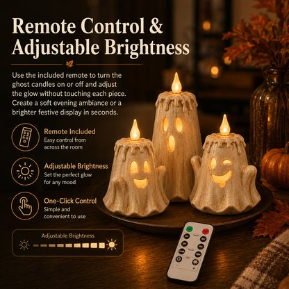 👻Ghost LED Candle Set | Halloween Spooky Ghost Decor