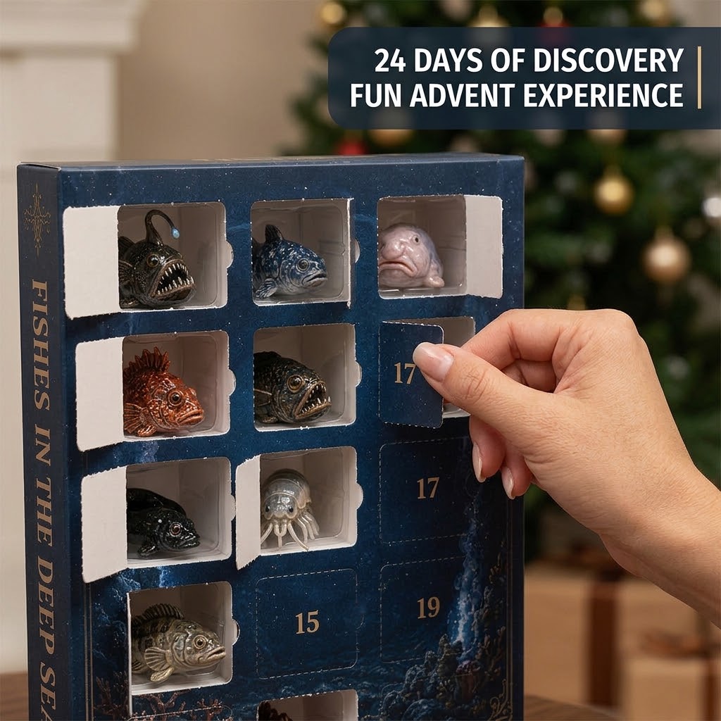 🐠Deep Sea Fish Advent Calendar 2026 - 24-Day Festive Countdown, Acrylic Charms Blind Box