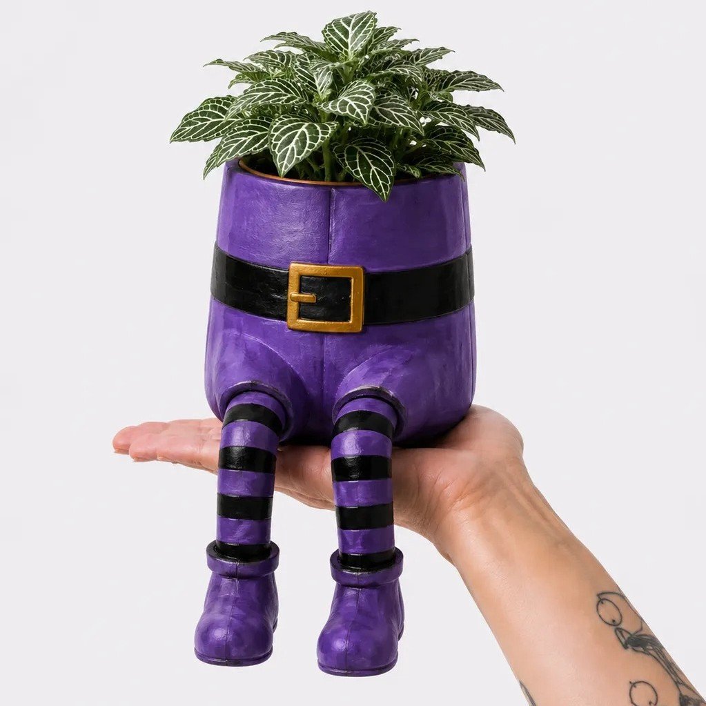 🎃💀Halloween Dangling Leg Resin Planter | Spooky Cute Shelf Sitter Plant Pot for Indoor & Outdoor Halloween Decor