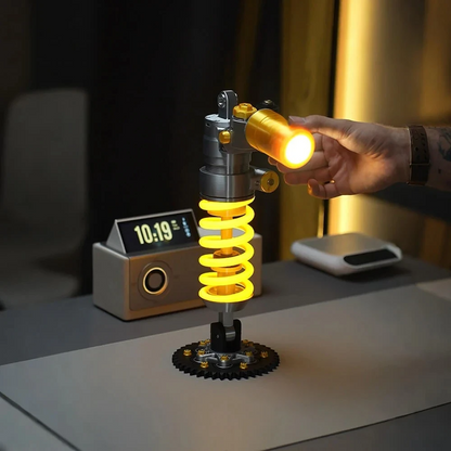 🔧 Industrial Shock Absorber LED Desk Lamp – 3D Spring Design Dimmable Night Light for Gaming Room & Garage