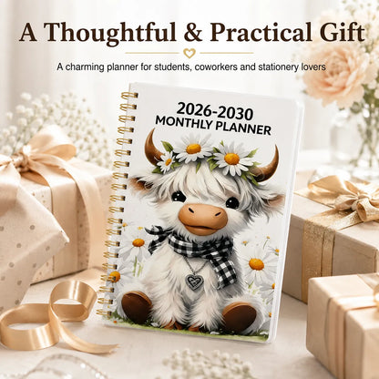 🐮  Cute Cow 5-Year Planner 2026–2030 | Monthly Organizer with Farmhouse Cover, Goal Tracking Pages & Long-Term Planning Layout ✨