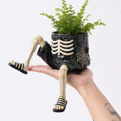 🎃💀Halloween Dangling Leg Resin Planter | Spooky Cute Shelf Sitter Plant Pot for Indoor & Outdoor Halloween Decor