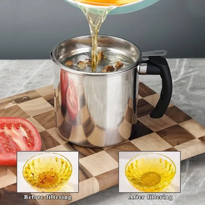 Stainless steel oil filtering pot
