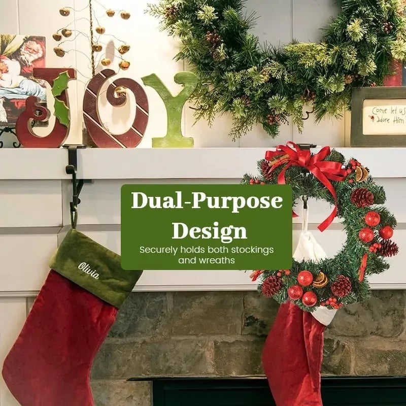 🎄🪝Adjustable Stocking & Garland Fireplace Mantel Hanger