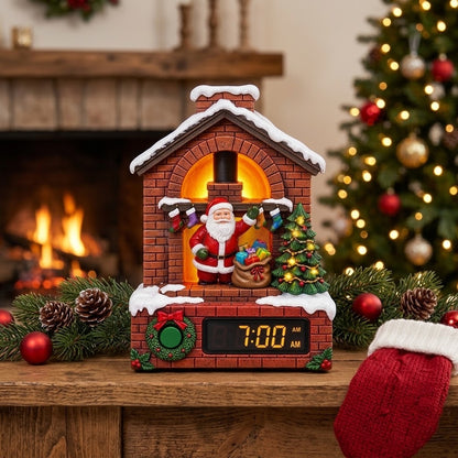 🎄🎅Santa's Fireplace Light‑Up Alarm Clock|Bring magical Christmas warmth to every morning