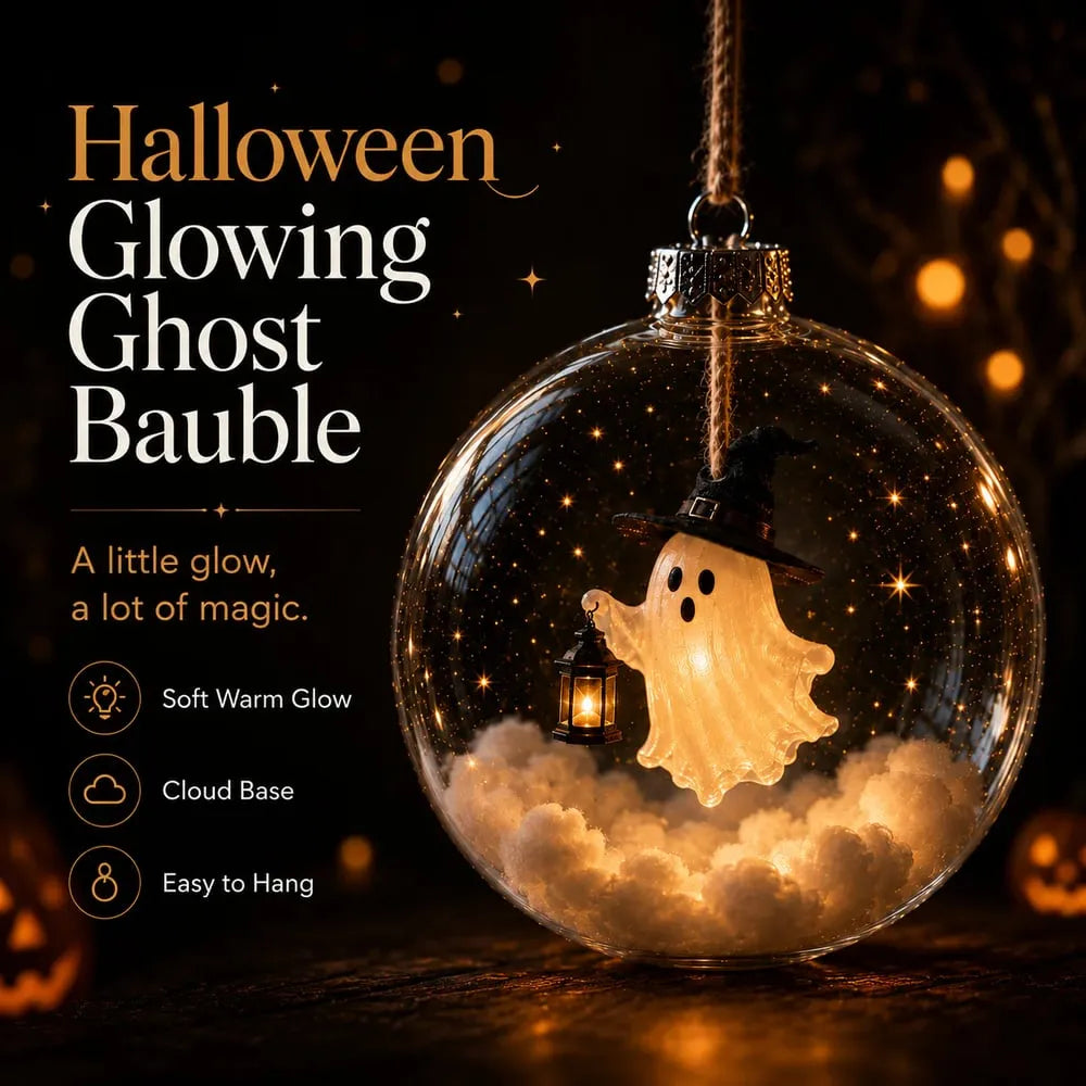 ✨ Glowing Halloween Bauble – 7 Cute Designs to Choose, Light-Up Acrylic Ornament with Soft Warm LED Glow