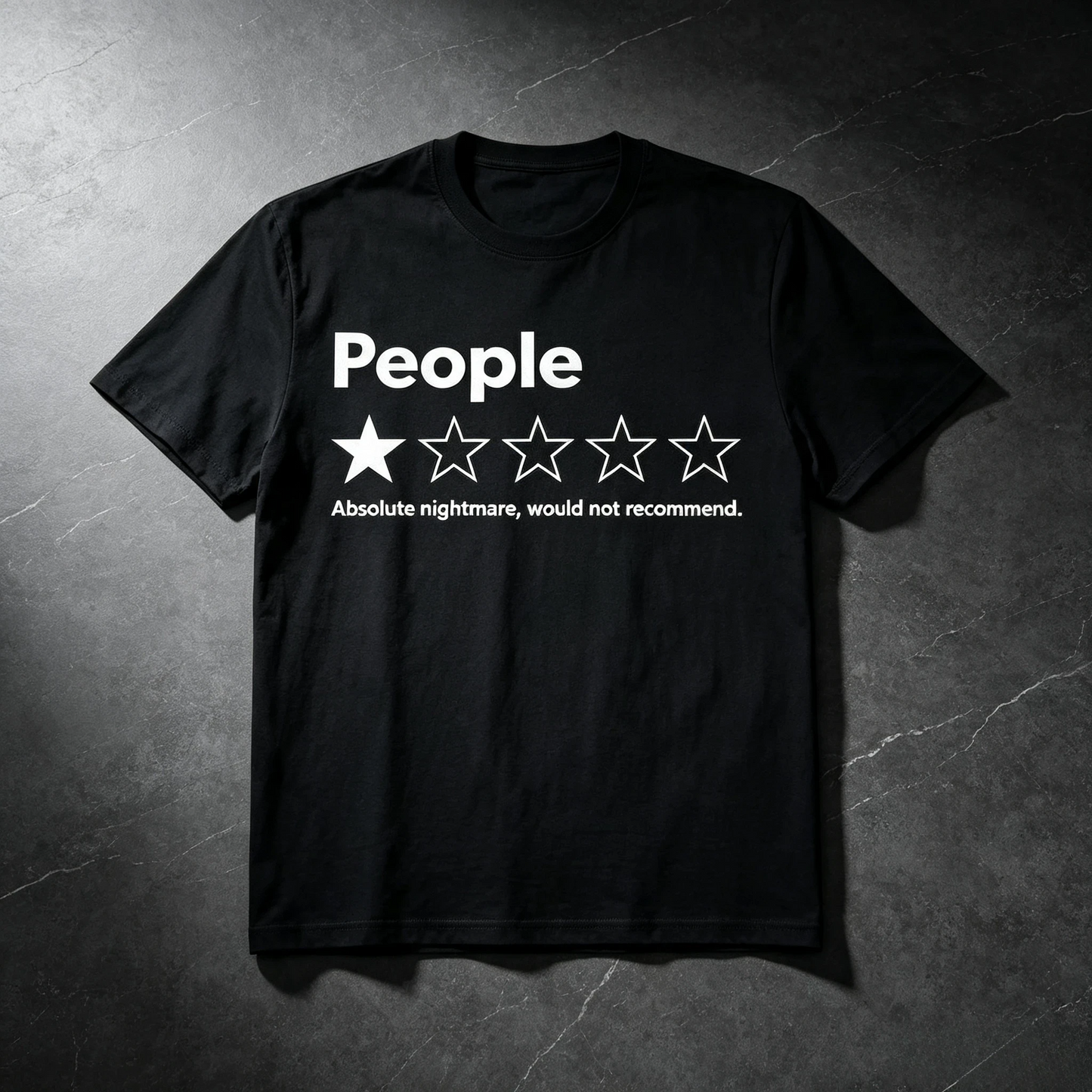 👻 "People" 1-Star Rating Black T-Shirt – Funny Sarcastic Graphic Tee for Men & Women, Soft 110 Mesh Fabric