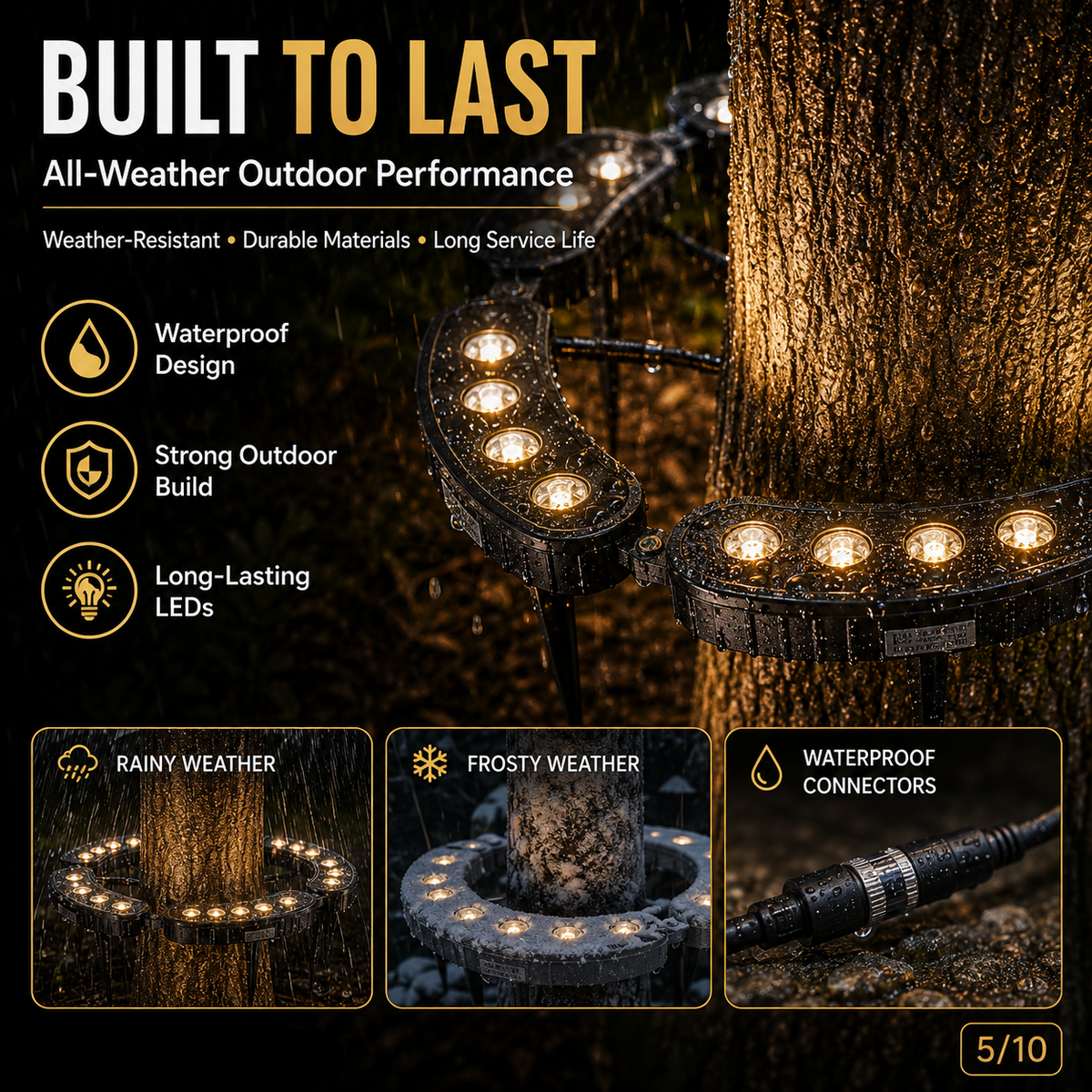 🌳Ring-Shaped Solar Tree Lights - Weatherproof Outdoor Spotlights Ideal for Trees,Pillars, and Gardens