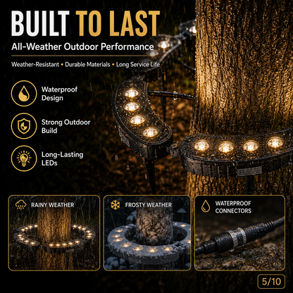 🌳Ring-Shaped Solar Tree Lights - Weatherproof Outdoor Spotlights Ideal for Trees,Pillars, and Gardens