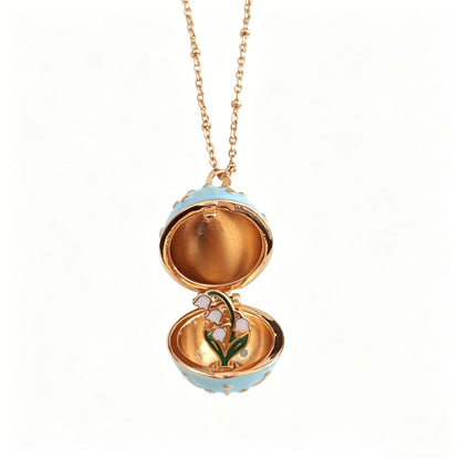 🥚💐Egg Locket Necklace with Hidden Flower