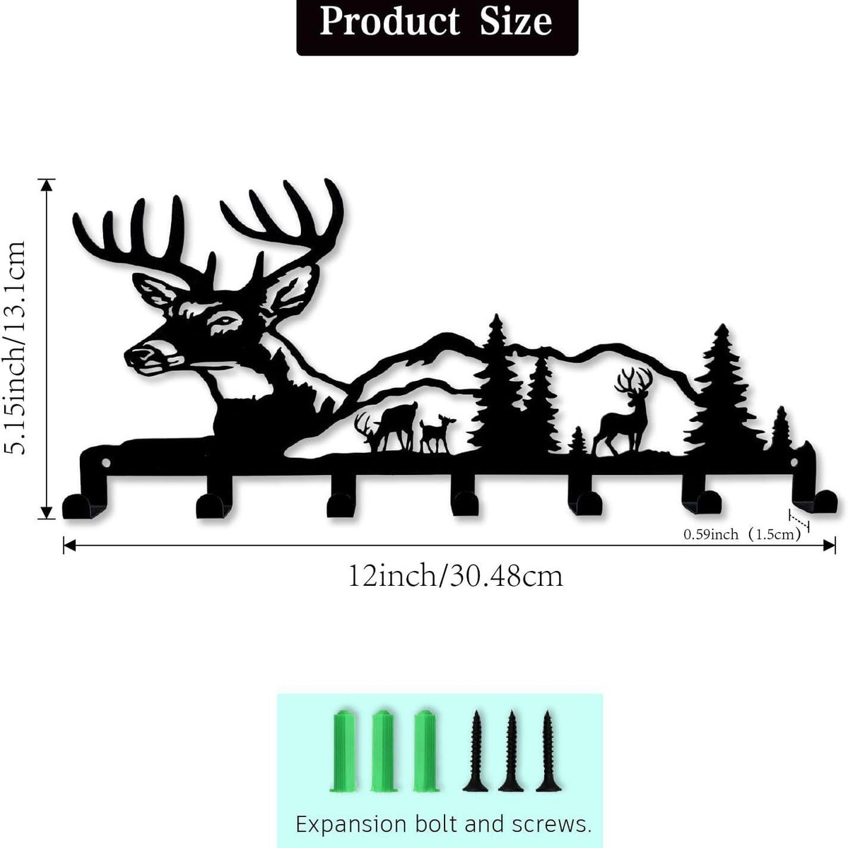 🦌🪝Deer Mountain Metal Wall Hook | Rustic Wildlife Coat & Key Hanger