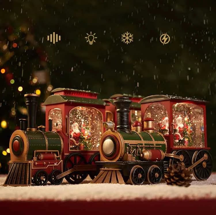🎄Christmas train ornament with snowflake lights❄️