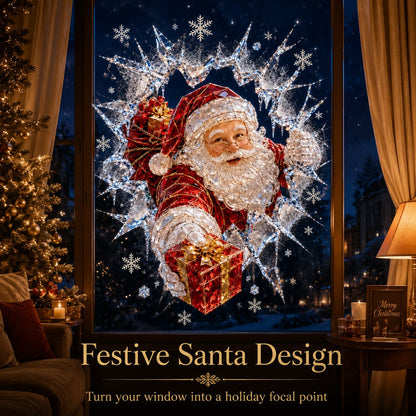 ✨🎄Crystal Christmas Break-In Window Decal — 3D Shattered-Glass Holiday Window Decoration