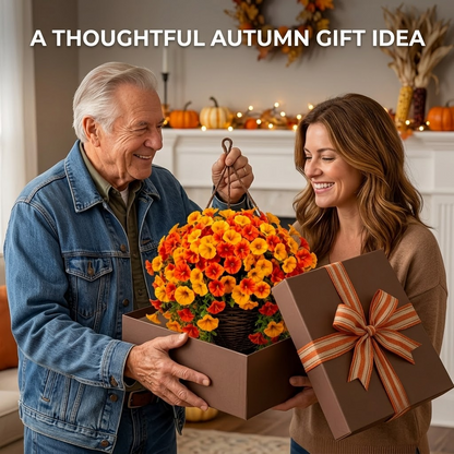 🍂 Artificial Fall Hanging Floral Swag | UV Resistant Autumn Orange Red Flower Garland