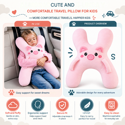 🚗💤 Kids Car Travel Pillow | Cute Animal Neck Support Pillow
