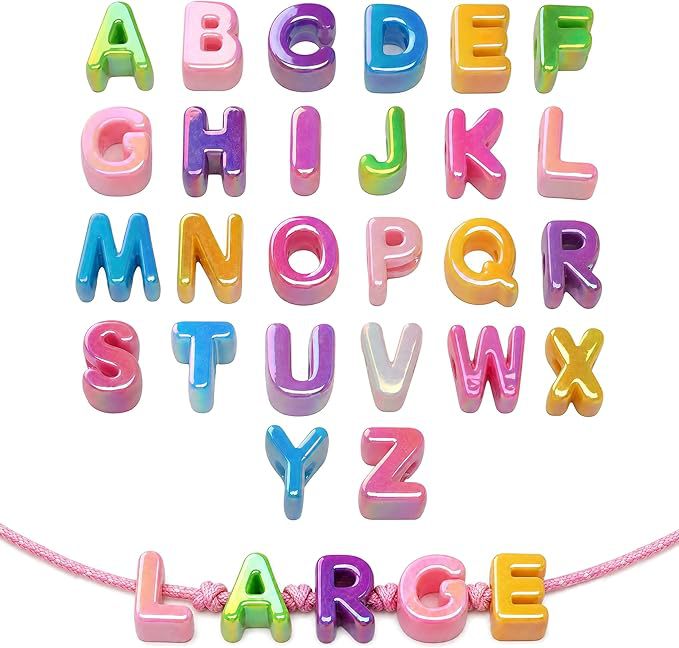 ✨ Gold Letter Beads|52 Pcs A-Z Alphabet Beads for DIY Jewelry Making