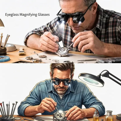 🔬LAST DAY SALE 52%OFF✨ Precision LED Magnifier Glasses – Interchangeable Lenses, Dual LED, Hands-Free 💡