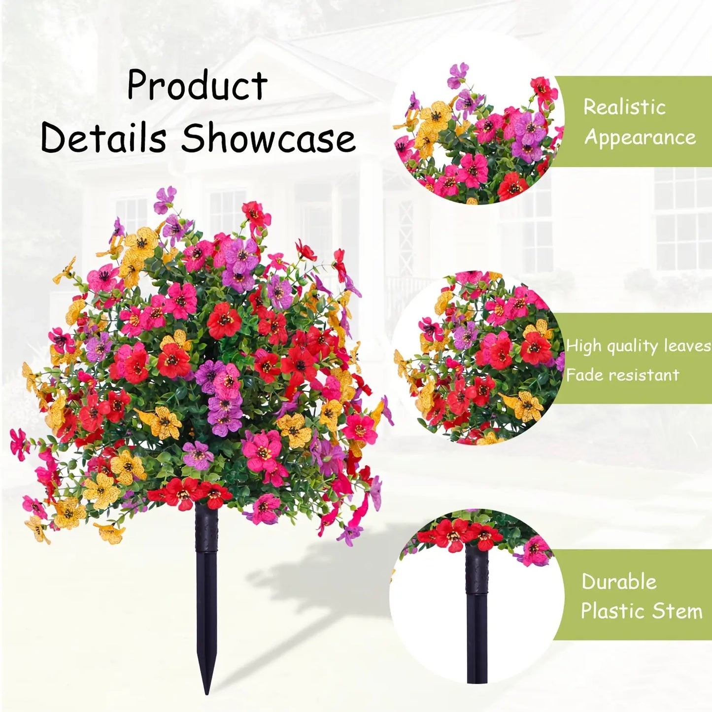 Artificial Outdoor Fake Flowers with Ground Stake