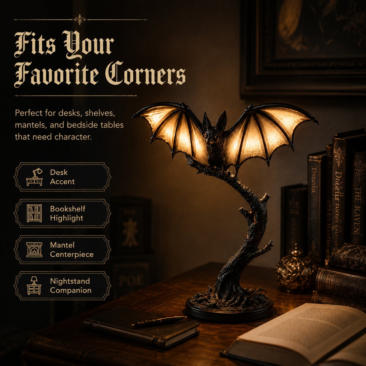 🦇 Glowing Bat Desk Lamp
