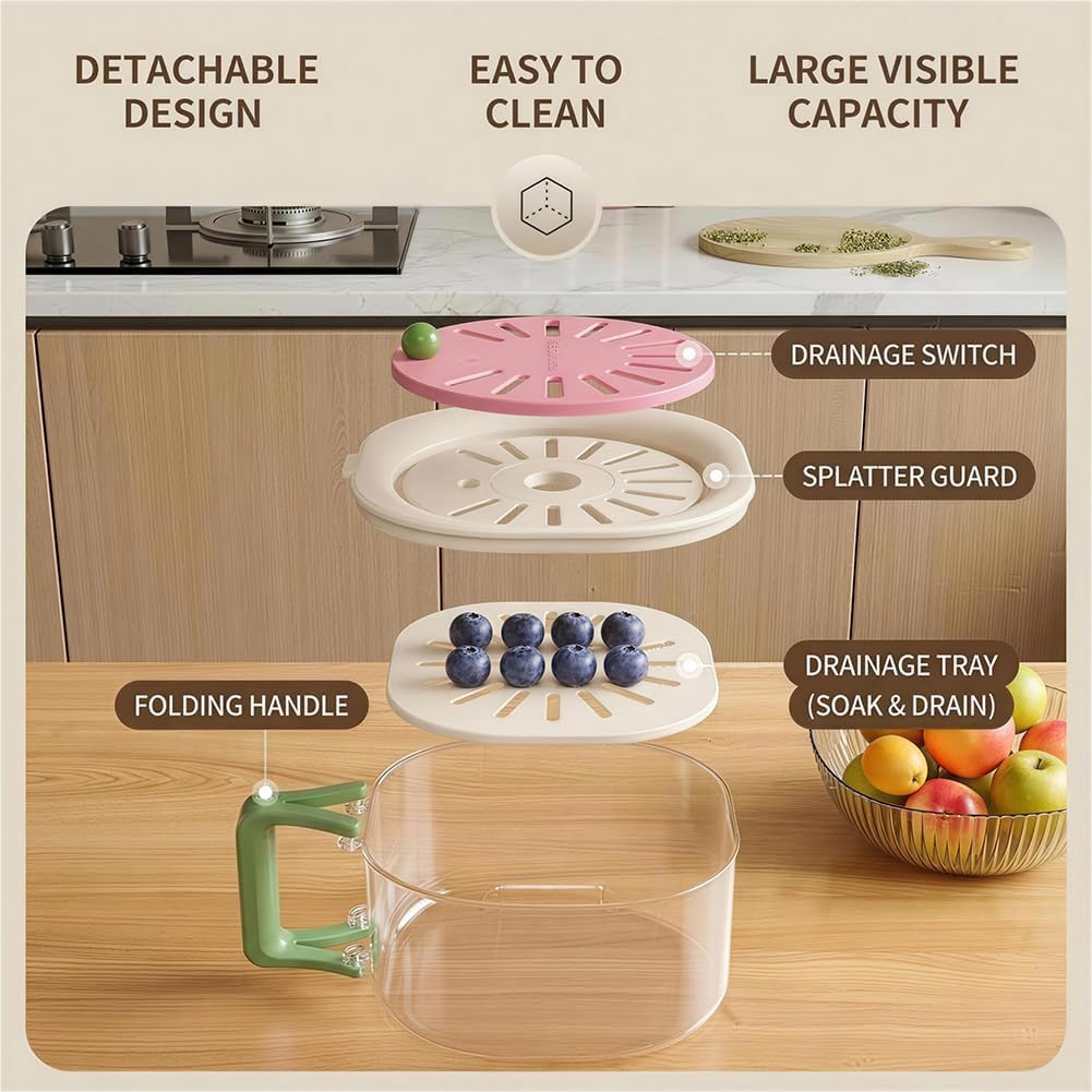 2PCS  Multifunctional Fruit & Vegetable Washing Storage Container