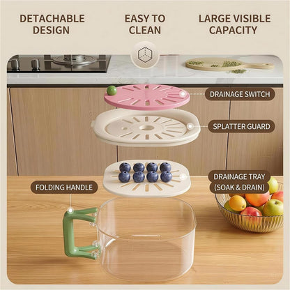 2PCS  Multifunctional Fruit & Vegetable Washing Storage Container