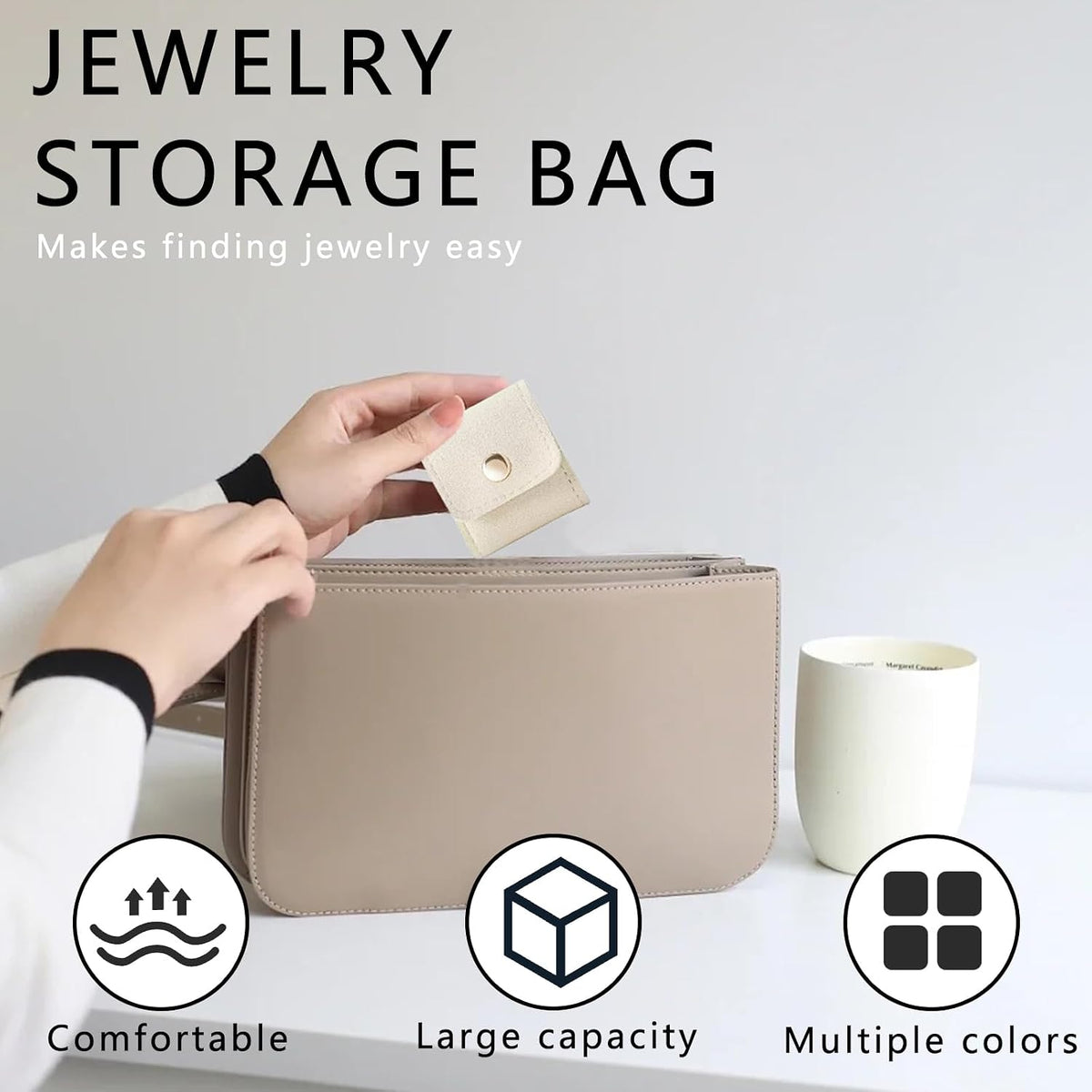 3PCS Travel Jewelry Organizer Bags – Compact Jewelry Case for Rings, Earrings & Necklaces