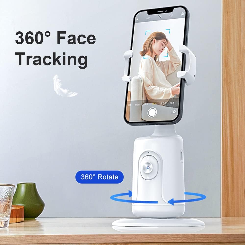 360° AI Face-Tracking Phone Holder – Supports Gesture Control | No App Required
