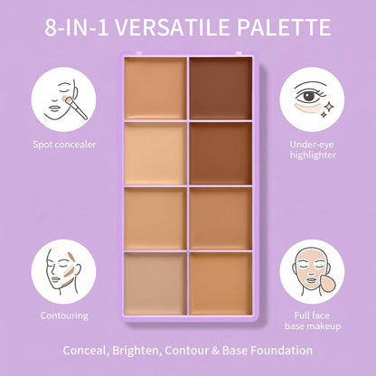 🎨 8-Color Matte Concealer Palette – Waterproof, Full-Coverage for Correction, Contour & Tattoo Cover ✨