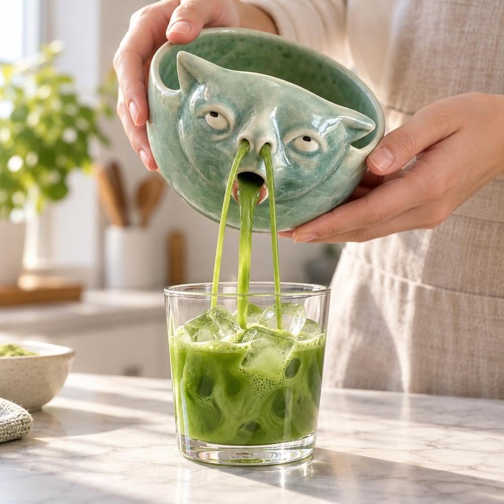 🤮Funny Puking Cat Matcha Bowl