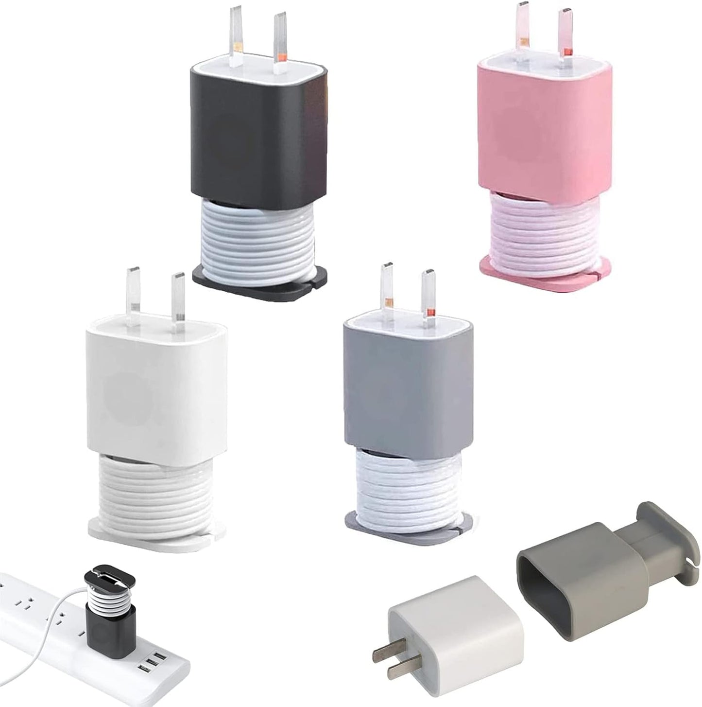 2-Pack Silicone Apple Charger Protector with Cord Wrap — Fits 18W & 20W Adapters