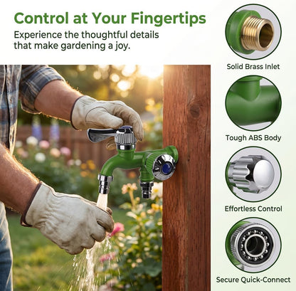 💧 Dual-Outlet Faucet – Two Independent Water Connections for Laundry, Garden & Everyday Cleaning