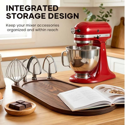 🌟Stand Mixer Sliding Tray | Wooden Mover Board with Attachment Storage Pegs