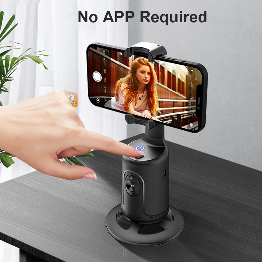 360° AI Face-Tracking Phone Holder – Supports Gesture Control | No App Required