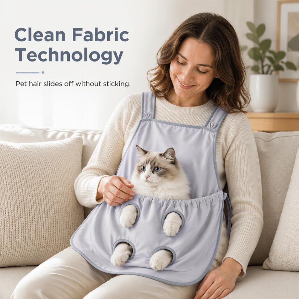 🐱 Anti-Fur Pet Apron – Cat Grooming Apron with 4 Leg Holes