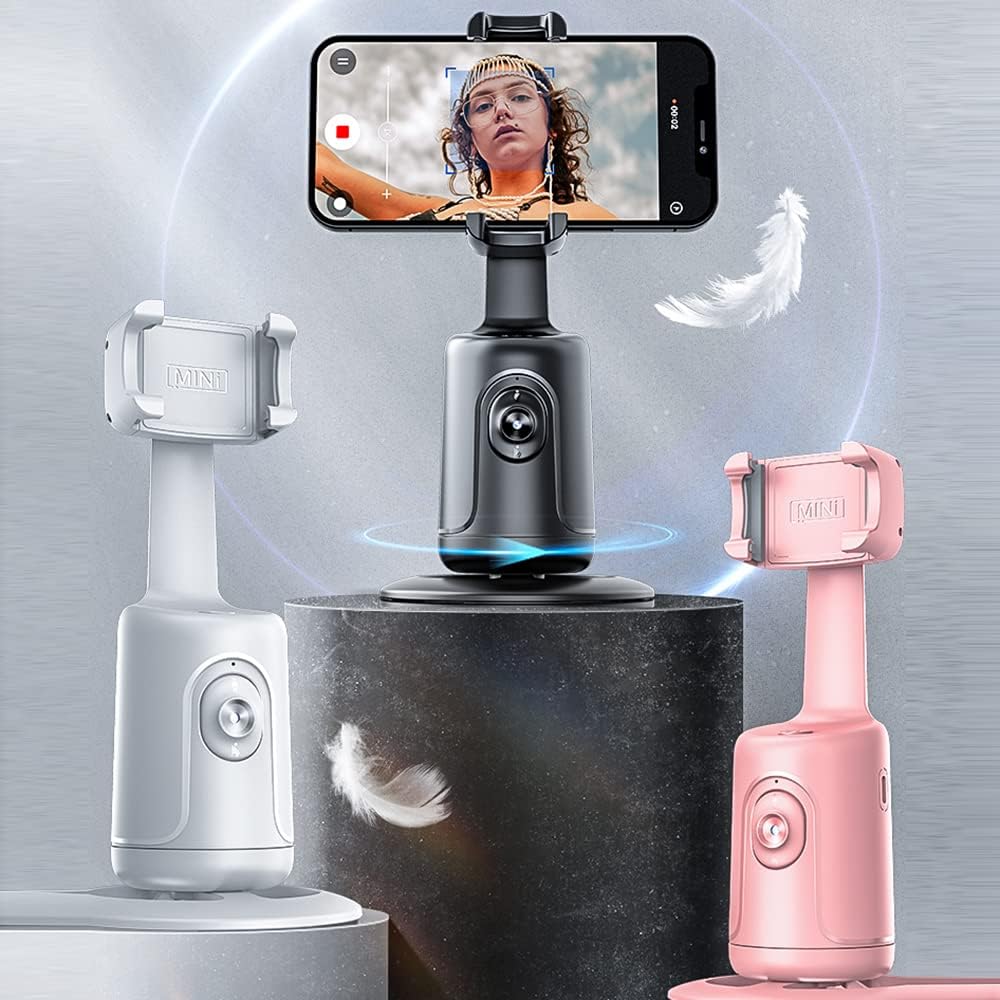360° AI Face-Tracking Phone Holder – Supports Gesture Control | No App Required