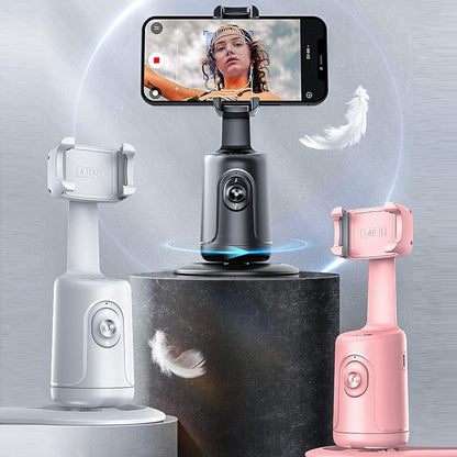 360° AI Face-Tracking Phone Holder – Supports Gesture Control | No App Required